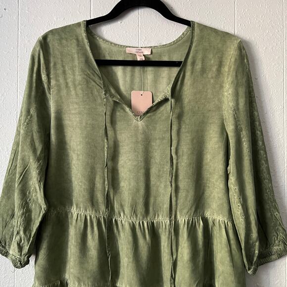 Como Vintage Babydoll Top Womens Small Sun Washed Embroidered Forest Fairy Boho - Picture 3 of 13